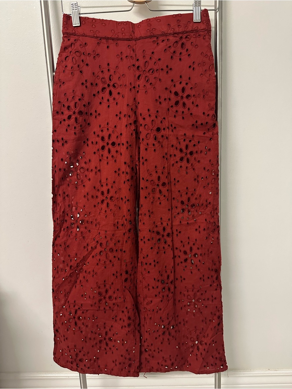 Zara Red Eyelet Pants